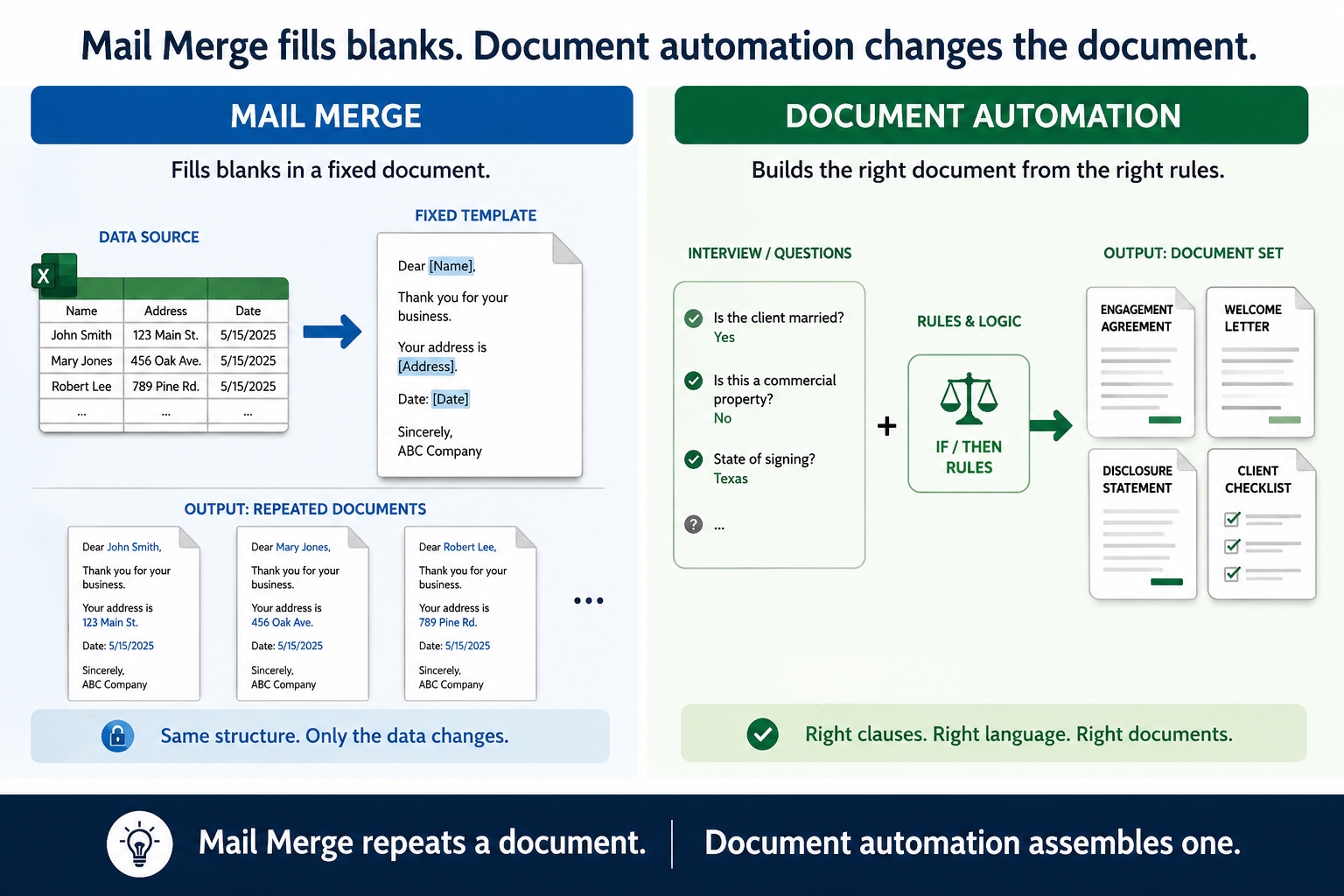 Compare Mail Merge with Document Automation
